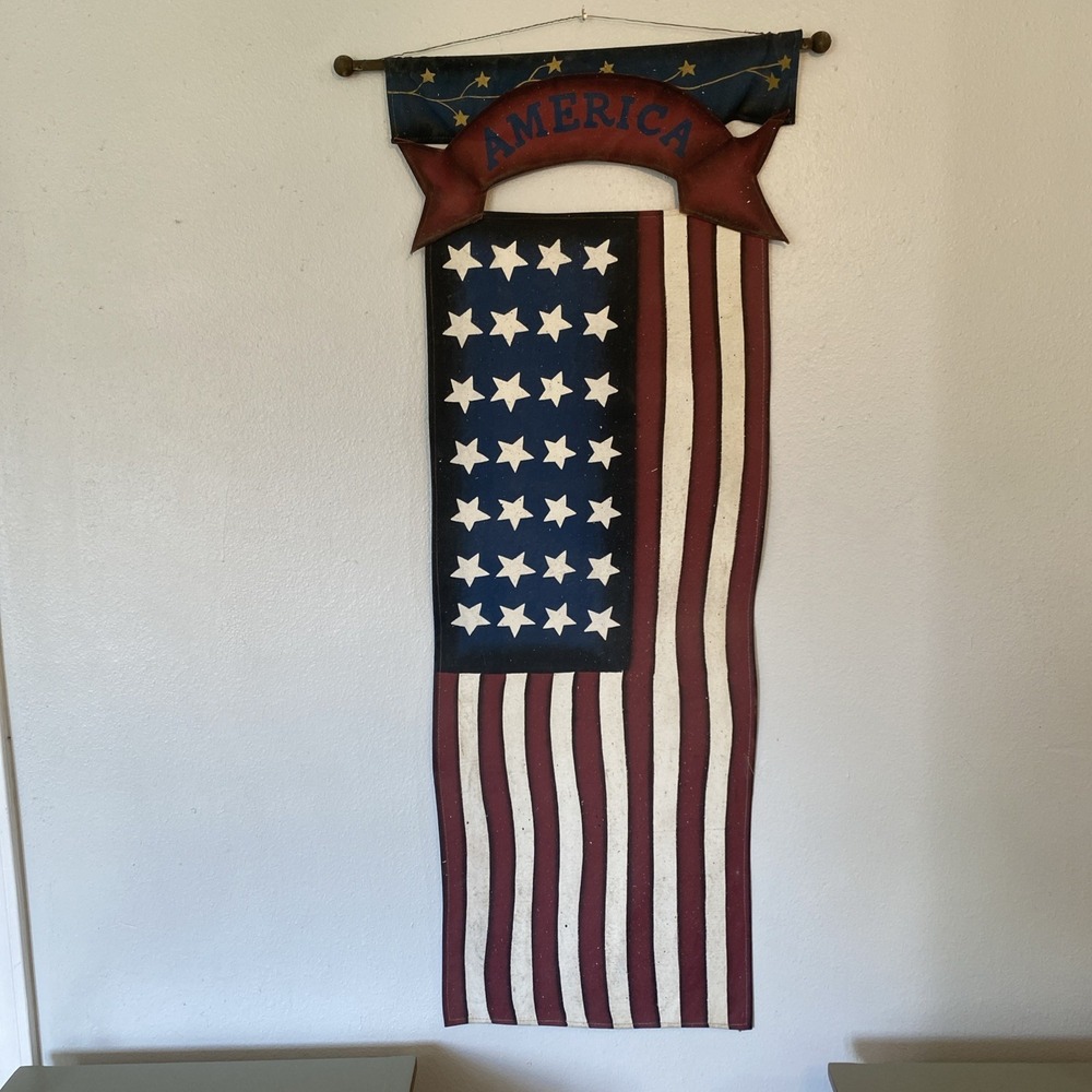 Vintage American flag Stars and Stripes America USA Decor Canvas Fabric